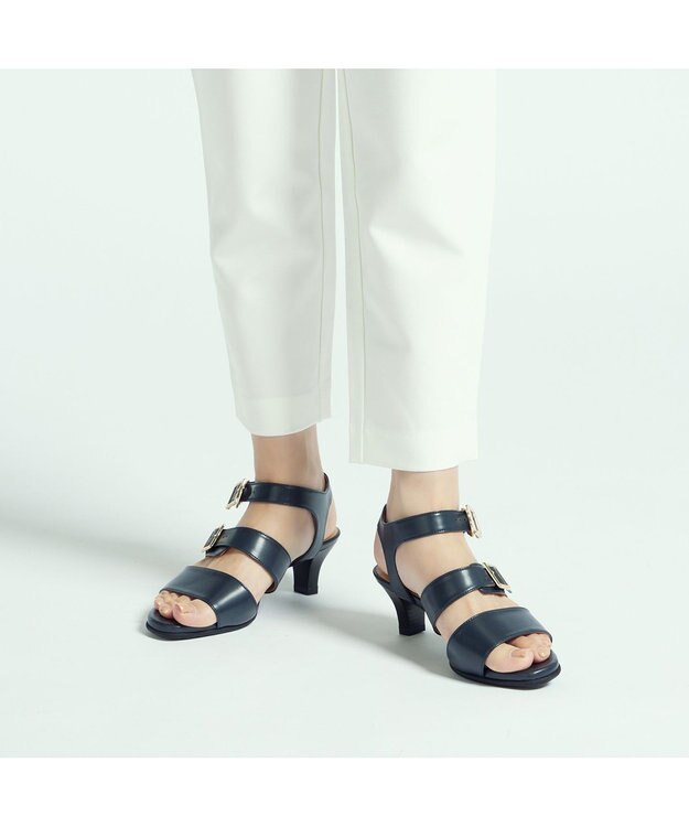 ASICS WALKING ペダラ ヒールサンダル 3E 5.0cmヒール ブルー系