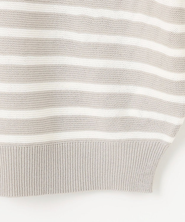 ANY L 【洗濯機可/アンチピリング/UVケア】アクリルガーターニット グレー×オフボーダー