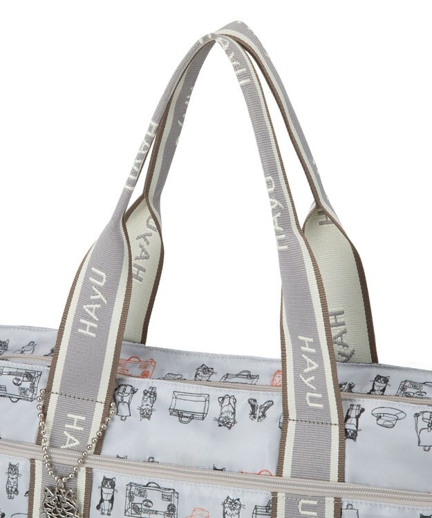 ACE BAGS & LUGGAGE 【雑誌掲載】 HAyU × ace.  フォールディング 折り畳みトートバッグ 猫柄 22L 17861 ライトベージュ柄
