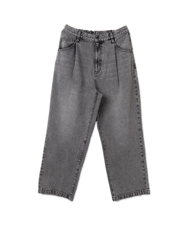WEGO 【ユニセックス着用ITEM/ウエストゴム/SMLサイズ展開】デニムルーズテーパードパンツ グレー