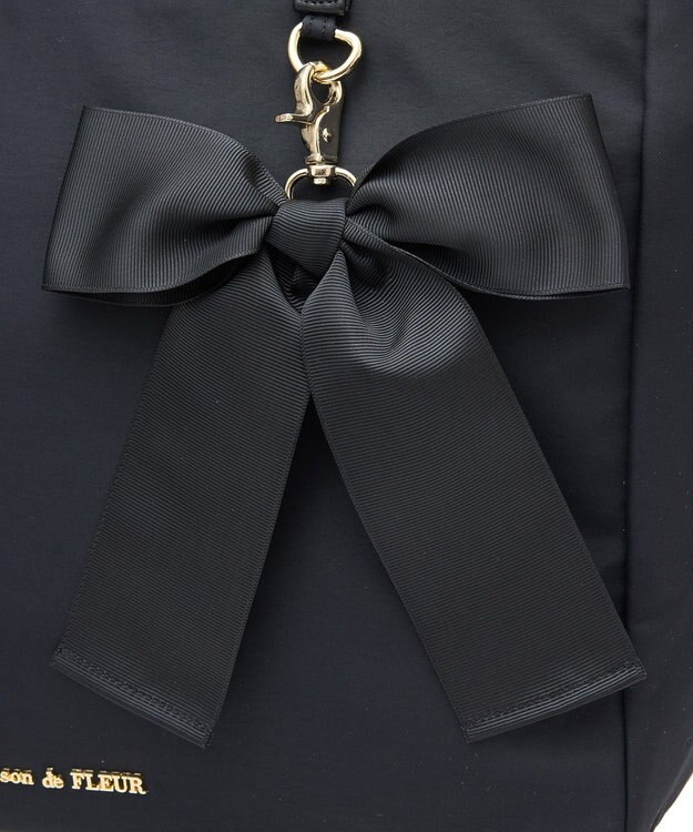 Maison de FLEUR リボンチャーム付き3ルームトートバッグ Black