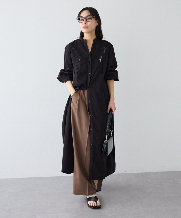 CRAFT STANDARD BOUTIQUE インド製 カットワークシシュウワンピース Black