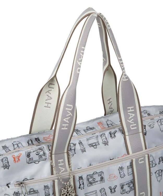 ACE BAGS & LUGGAGE 【雑誌掲載】 HAyU × ace.  フォールディング 折り畳みトートバッグ 猫柄 22L 17861 ライトベージュ柄