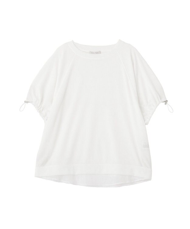 Green Parks 袖ドロストシアー裏毛ドッキングプルオーバー Off White