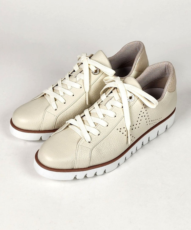 Dominic3 スターパンチングレザースニーカー ベージュ