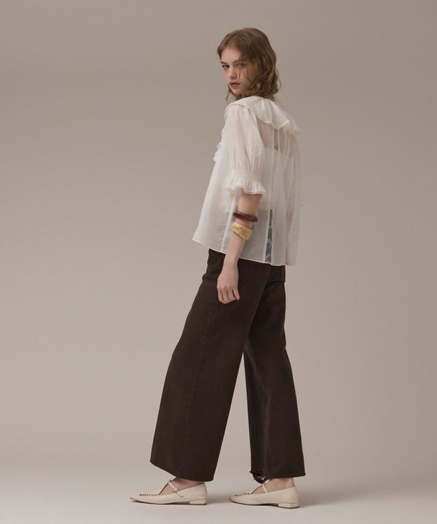 GRACE CONTINENTAL コットンフリルカラーブラウス ホワイト