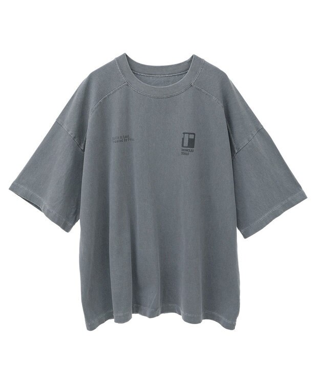 AMERICAN HOLIC 【WEB限定】ピグメント5分袖ロゴプルオーバー Charcoal Gray