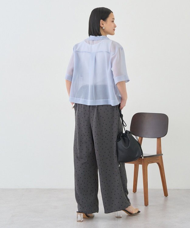 AMERICAN HOLIC シアーショート丈開襟シャツ Sax