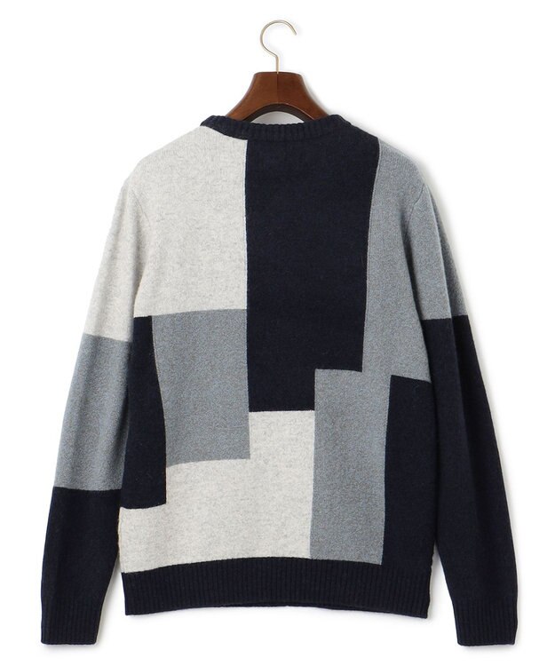 J.PRESS MEN 【Cash Lamb's Wool】クレイジーパターン ケーブルクルーネック ニット ネイビー系3