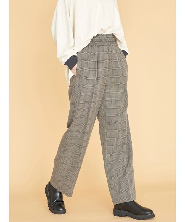 AMERICAN HOLIC ウエストイージーストレートパンツ Check Black