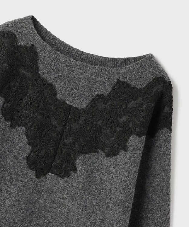 GRACE CONTINENTAL レースドルマンニットトップ チャコール