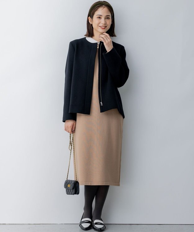 組曲 2WAYショートビーバー フーテッドコート ブラック系