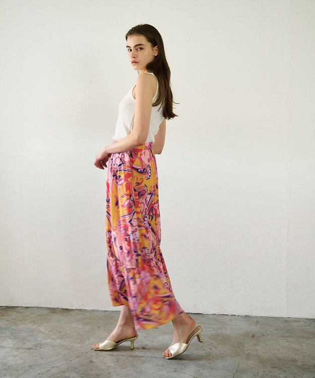 GRACE CONTINENTAL ペイズリープリントギャザスカート オレンジ