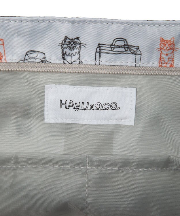 ACE BAGS & LUGGAGE 【雑誌掲載】 HAyU × ace.  フォールディング 折り畳みトートバッグ 猫柄 22L 17861 ライトベージュ柄