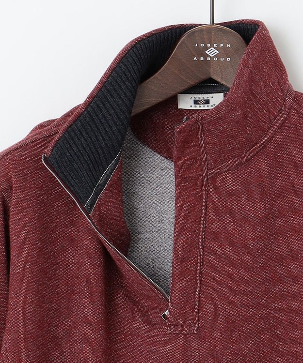 JOSEPH ABBOUD 【オーガニックコットン】ビンテージインレー　ハイネックプルオーバー レッド系