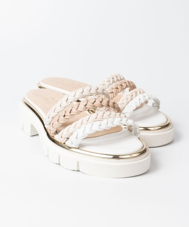 BONTRE 【LucaGrossi/ルカグロッシ】編み込みベルトサンダル ホワイト