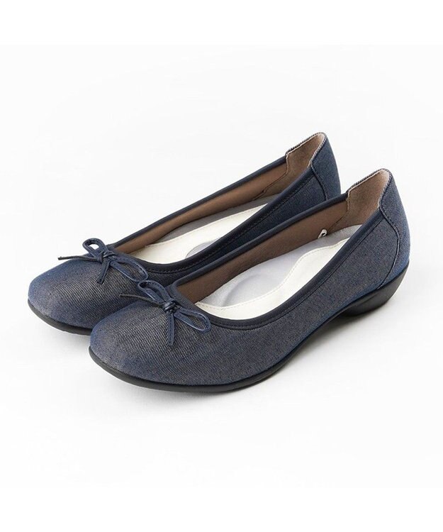AcureZ カラーバリエーション豊かな人気NO.1リボンバレエ「母趾にやさしい美パンプス」 BLUEデニム