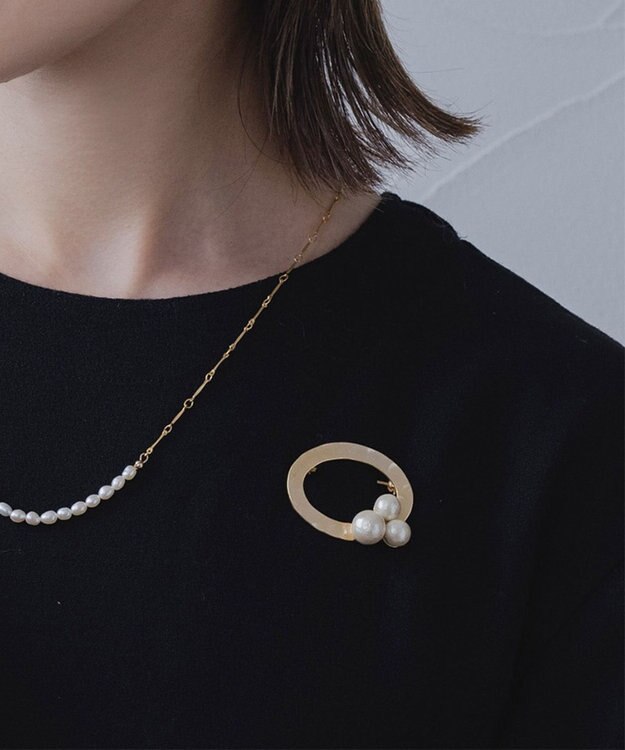 Pisceans ツチメリング&コットンパール ブローチ マットゴールド