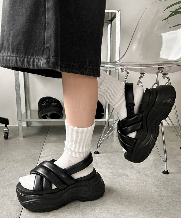 WEGO パテッドクロス厚底サンダル ブラック