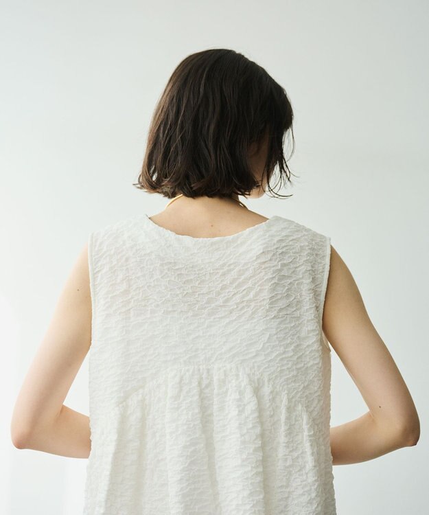 #Newans 【金子綾さんインスタライブご紹介アイテム】（セットアップ可能）ふくれジャガード ペプラムブラウス ホワイト