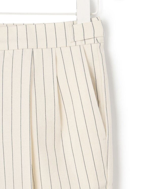 ICB L 【洗える・セットアップ対応】 LooseWeave ストライプ柄テーパードパンツ オフホワイト×ブラック系