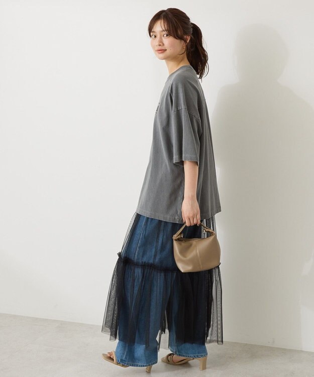 AMERICAN HOLIC 【WEB限定】ピグメント5分袖ロゴプルオーバー Charcoal Gray