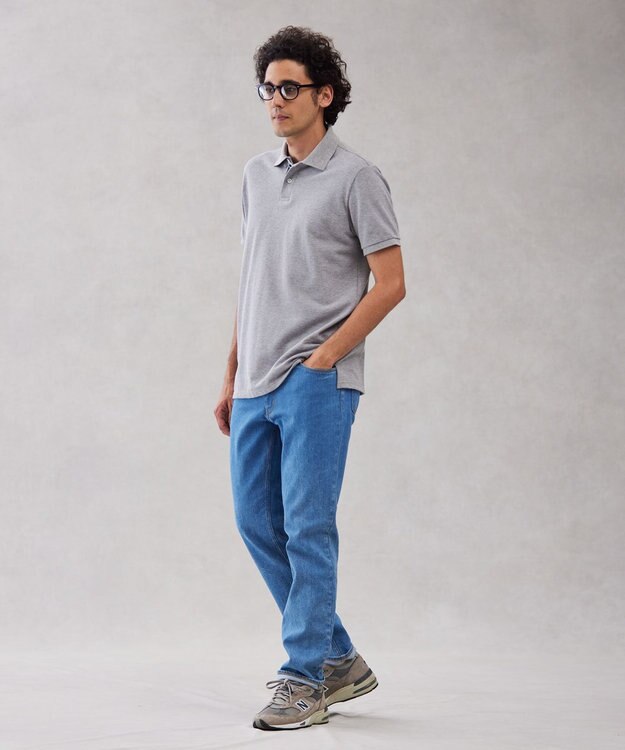 J.PRESS MEN レジメンタル ポロシャツ ライトグレー系