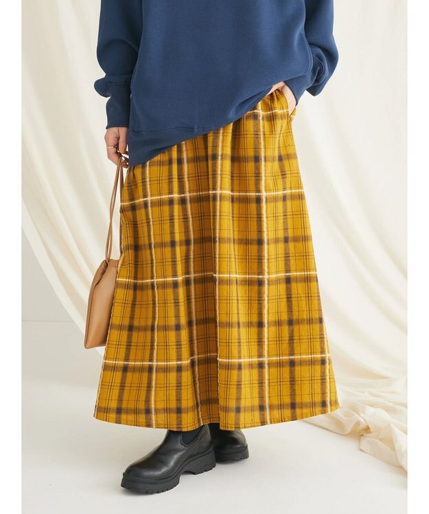 CRAFT STANDARD BOUTIQUE 先染めチェック（小）スカート Mustard