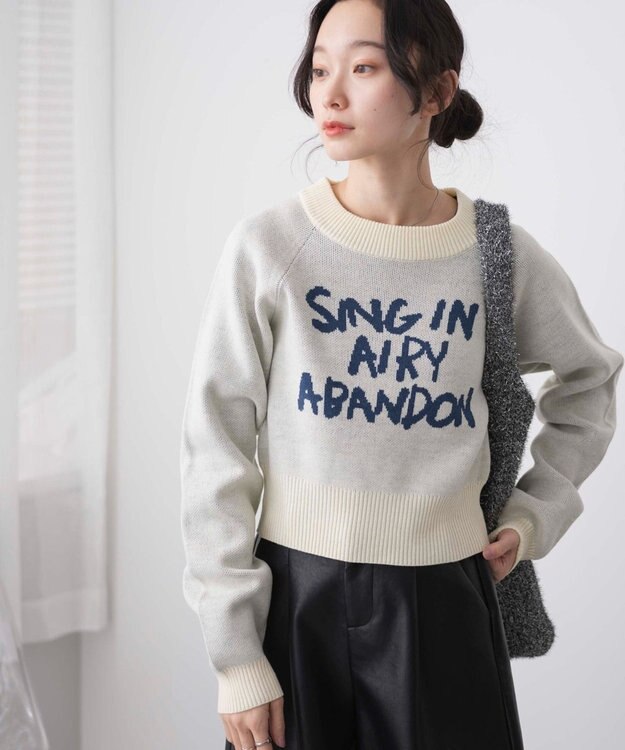 WEGO ジャガードショートニットプルオーバー ホワイトアイボリー