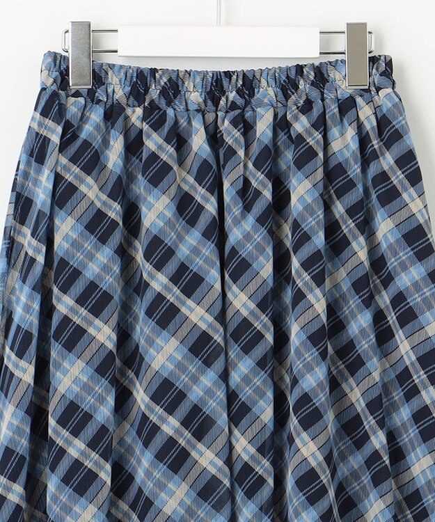 Feroux 楊柳チェックフレア スカート ネイビー系2