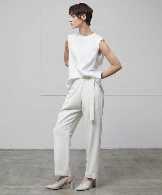 BEIGE， 【洗える・Oggi ８月号掲載】PALMIERS / ノースリーブカットソー White