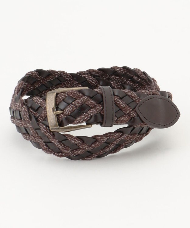 JOSEPH ABBOUD  【イタリア素材/日本製】レザーミックスブレンズ ベルト ダークブラウン系