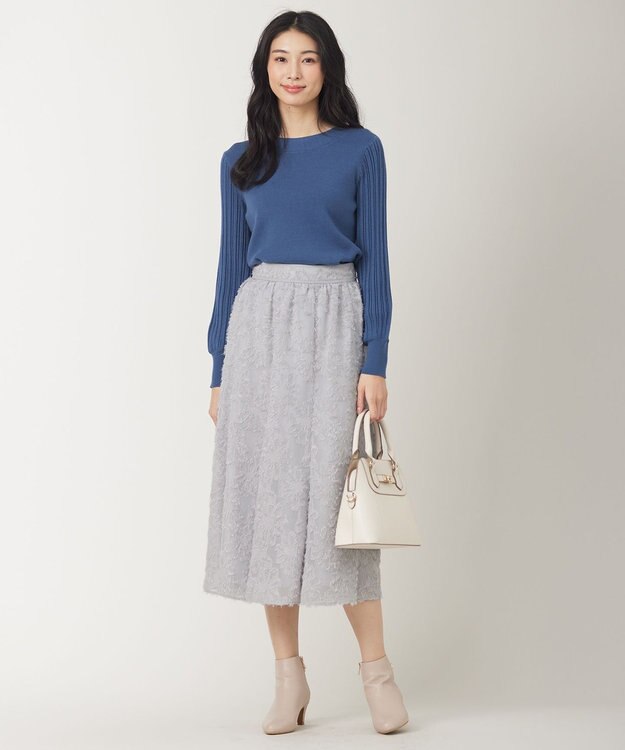 ANY SIS 【洗える】冬のシャルマン パフスリーブ ニット ダルブルー