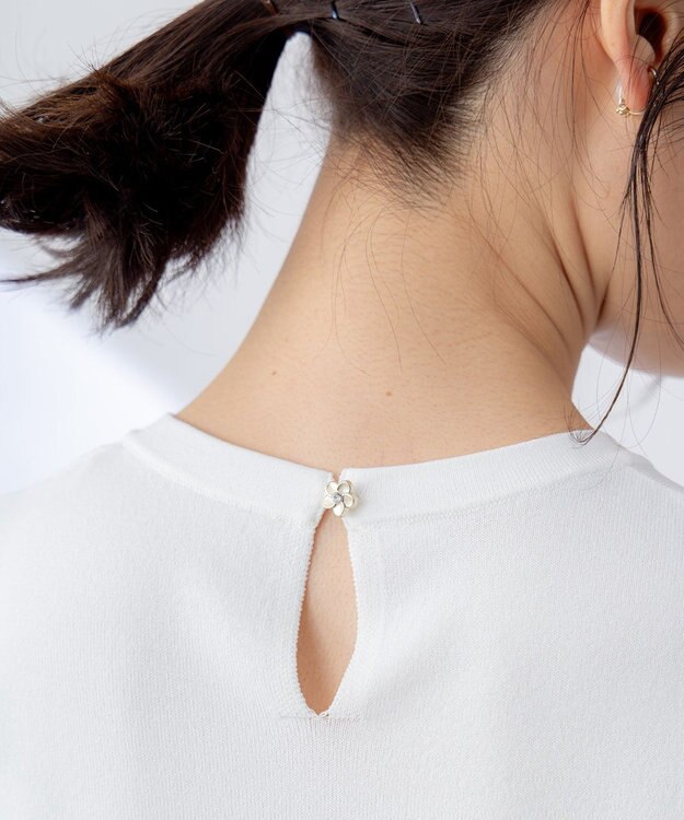 組曲 フラワーメタル ニットTシャツ パールホワイト