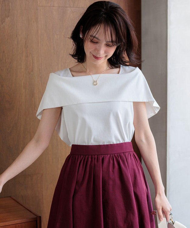 組曲 L 【先行予約】GIZAコットンオフショルダー カットソー アイボリー系