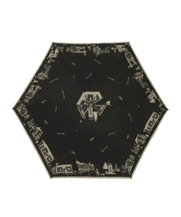 MOONBAT DAKS(ダックス) 晴雨兼用日傘 折りたたみ傘 街並み フワクール生地使用 ブラック
