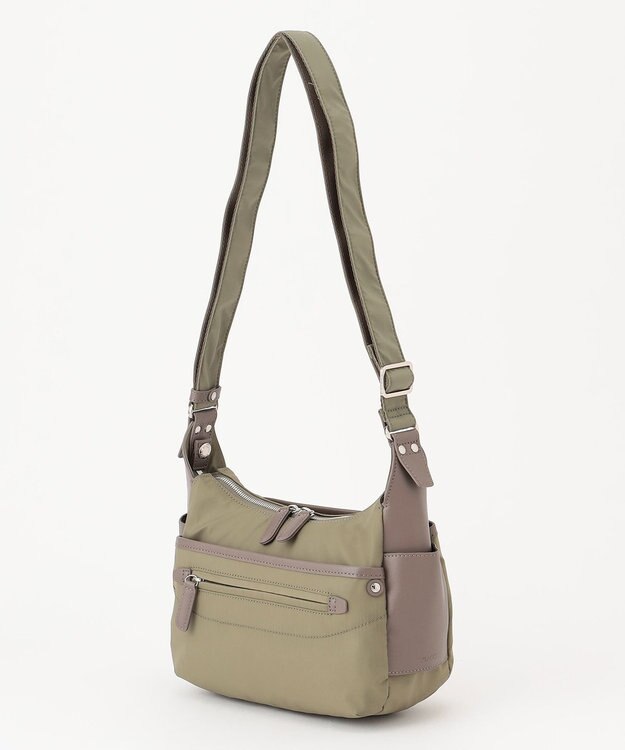 Y'SACCS 【ナイロンタフタ×リサイクルレザー】デイリーポシェット カーキ