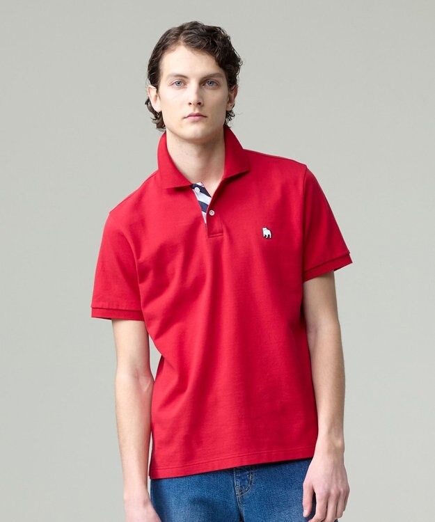 J.PRESS MEN 気品と愛嬌のバランスが抜群！【J.PRESS人気NO1ポロシャツ】 バックブルカノコレジメン ポロシャツ レッド系
