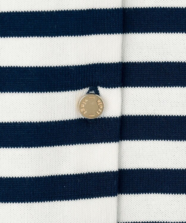 23区 【洗える】プレミアムビオコットン ボーダー カーディガン オフホワイトxネイビーボーダー