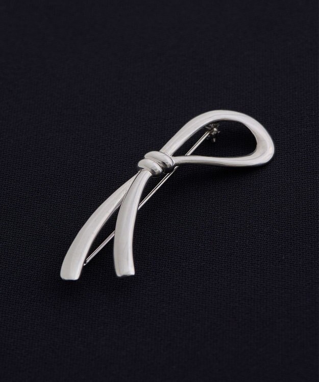 #Newans 【セレモニーにも】シングルリボンブローチ シルバー系