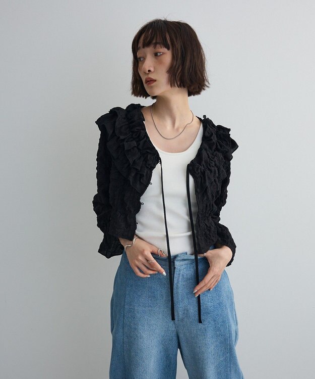 Green Parks ２ＷＡＹフリルブラウス Black