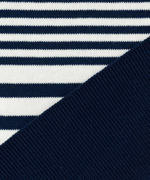 23区 【洗える】プレミアムビオコットン ボーダー カーディガン オフホワイトxネイビーボーダー