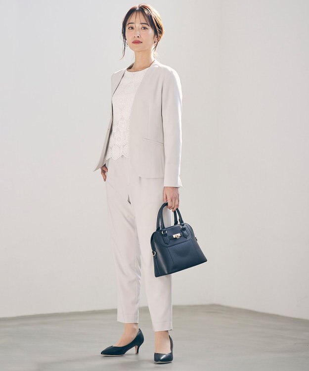 ANY SIS 【セットアップ可】セレモニーダブルクロス テーパードパンツ ライトグレー