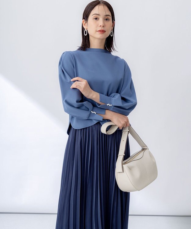 組曲 【WEB限定・2SET】ポンチトップス×プリーツスカートセットアップ ブルー×ネイビー系