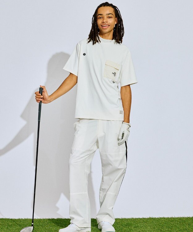 PW CIRCULUS 【UV遮蔽率99.5%  UVカット/速乾/ストレッチ】【GOLF OUT掲載】【MEN】ポケットモックT  ゴルフ ホワイト系