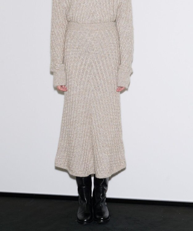 JOSEPH ファジーケーブル　フレアスカート Khaki