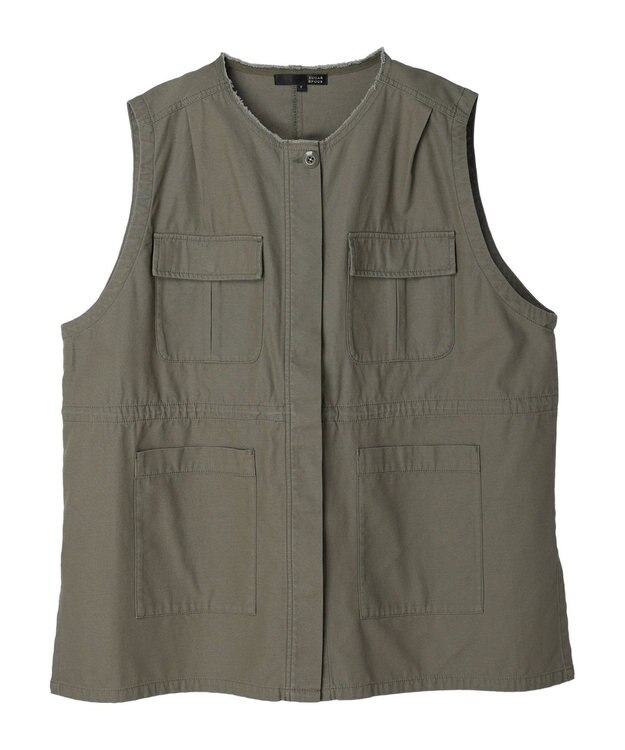 Green Parks ・ＳＵＧＡＲ　ＳＰＯＯＮ　ノーカラーミリタリーベスト Khaki