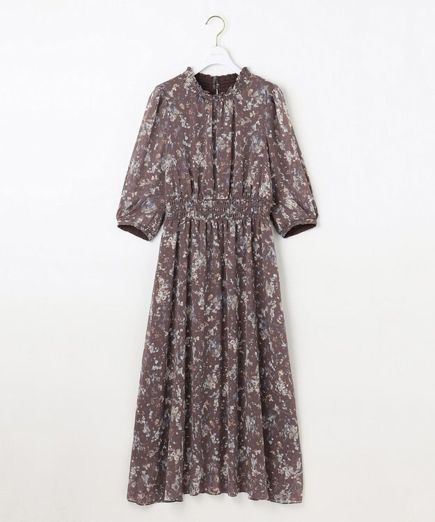 ANY SIS 【洗える】ニュアンスプリント ワンピース モカ系