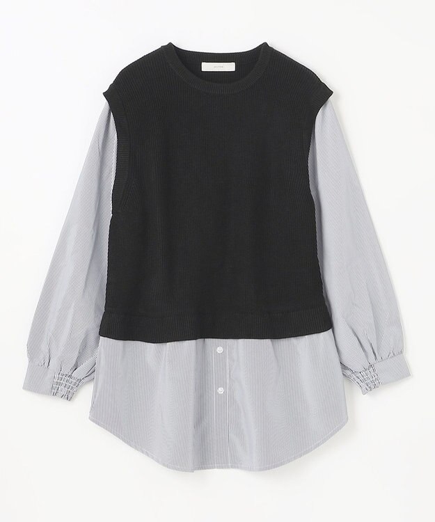 ANY 【洗濯機可】ベストドッキングブラウス ブラック