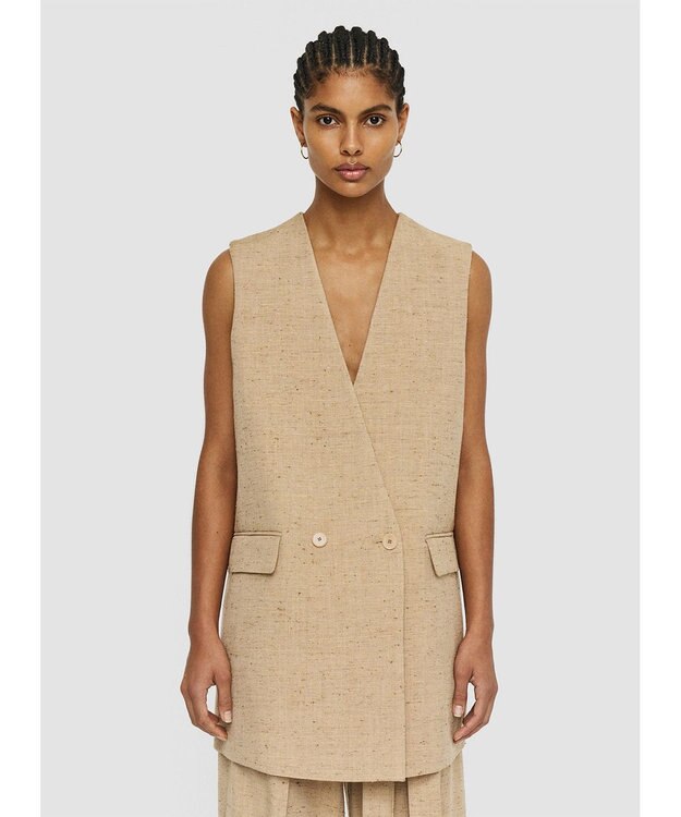 JOSEPH スペックルシルクリネン　ダブルブレステッドジレ Sesame